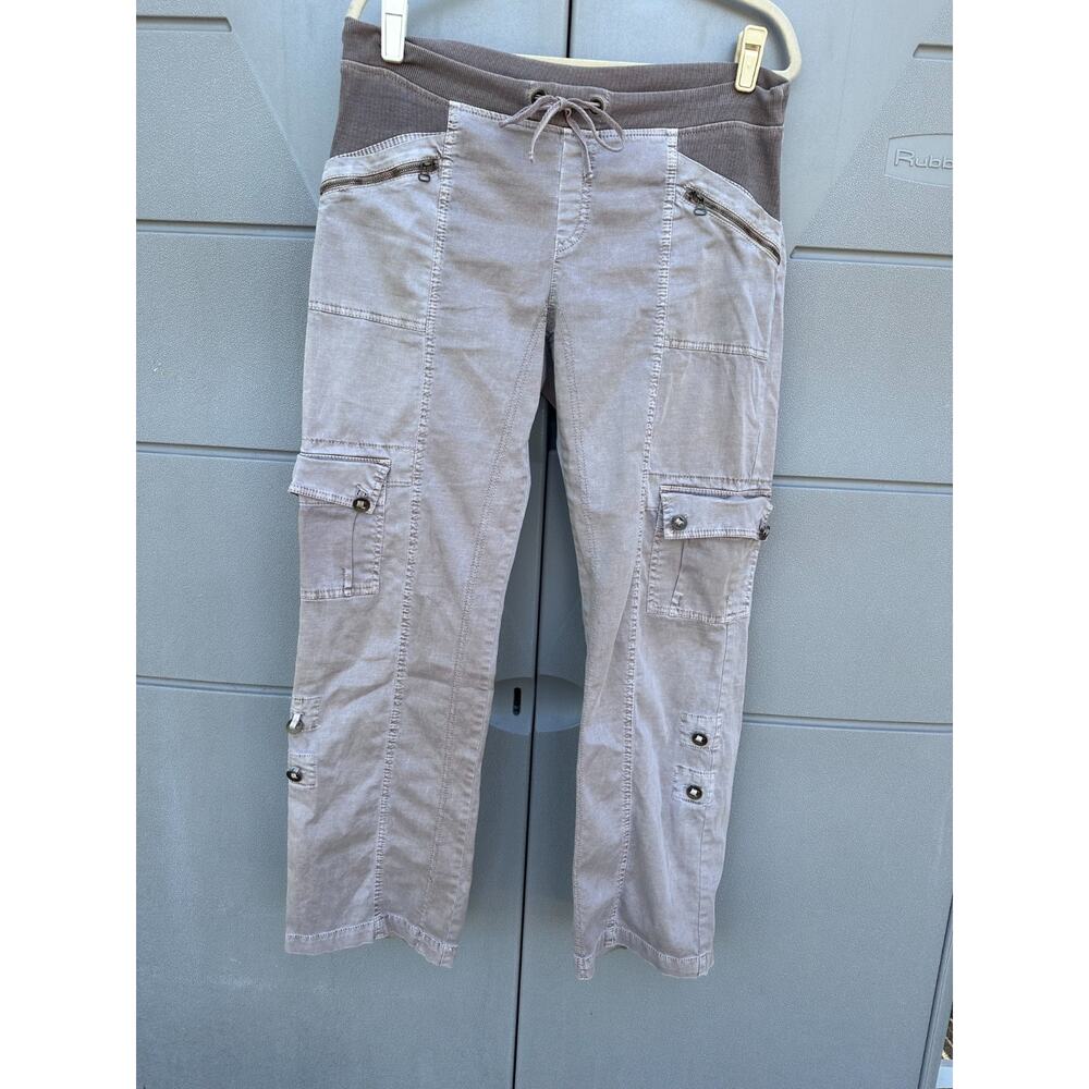 XCVI Women Beige Cargo Pants Drawstring Waist Utility Pockets Sz M Casual Street - Picture 5 of 11